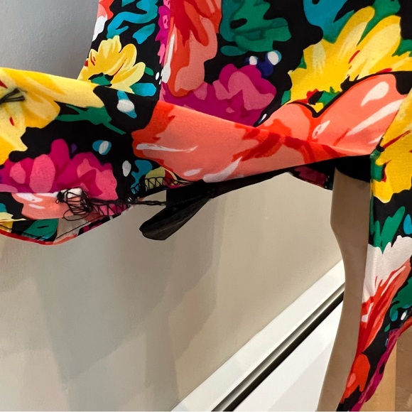 VTG Talbots Nipon Silk Floral Tulip Dress Lined Size 10 Citrus Colors - Picture 8 of 15